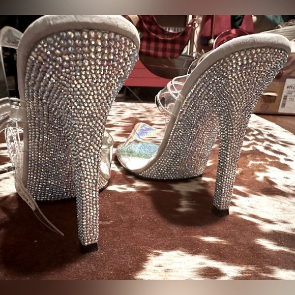 Pleaser rhinestone encrusted heels size 8-9 - Picture 4 of 10